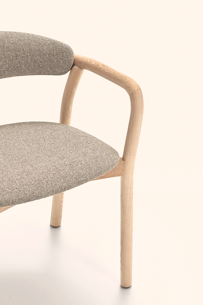 Cécile stackable chair by Mario Ruiz for Punt in wood and upholstery