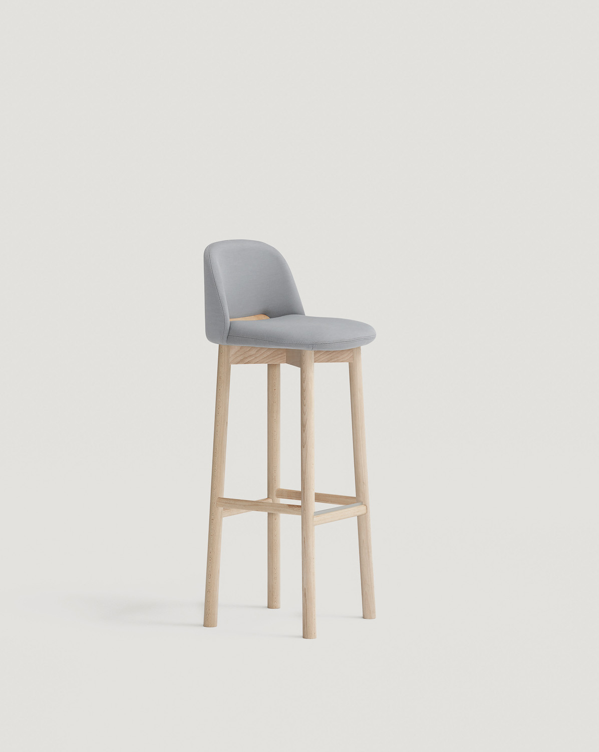 Nara barstool with solid wood structure designed by Mario Ruiz for Capdell