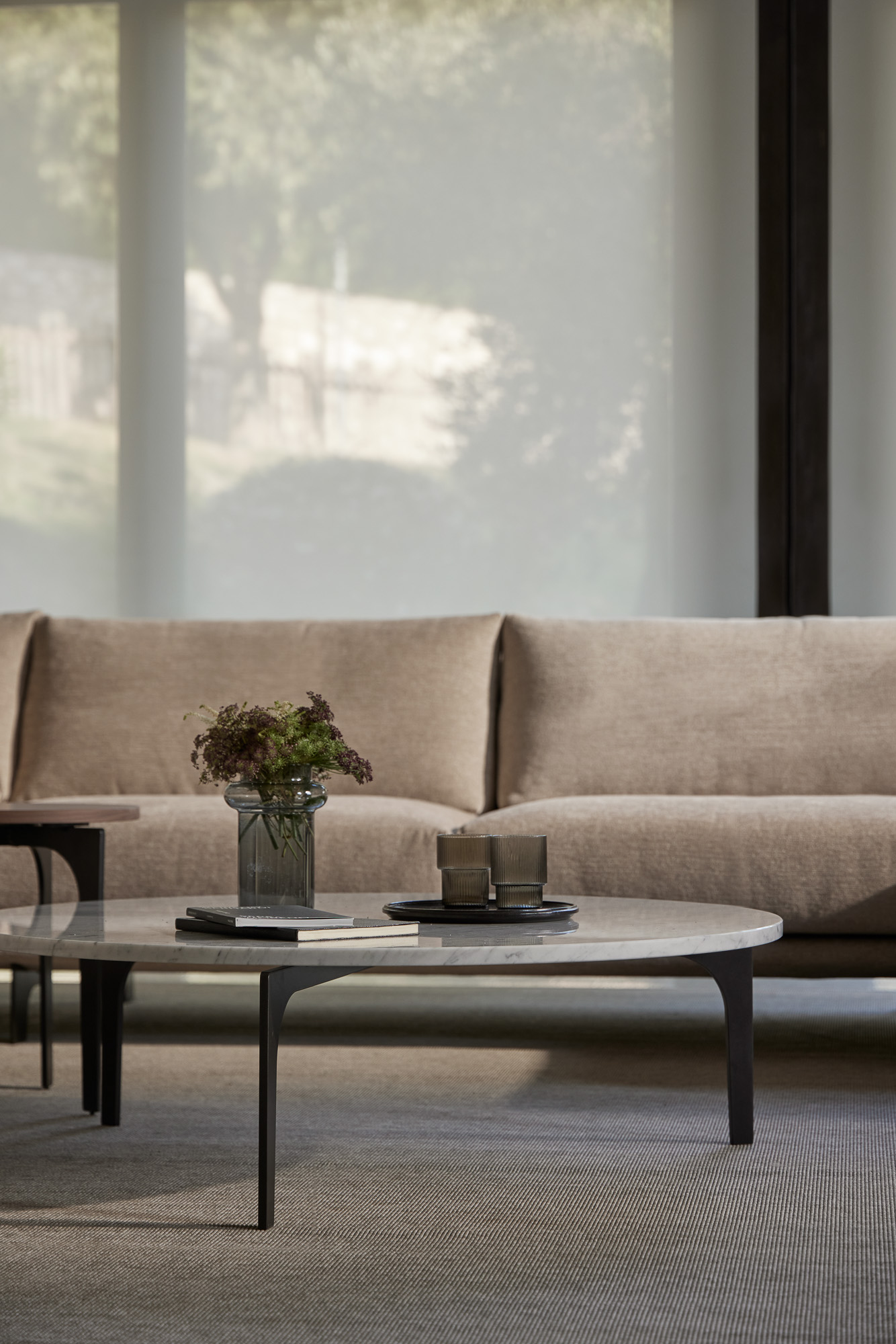 Padi coffee table with marble top designed by Mario Ruiz for Joquer