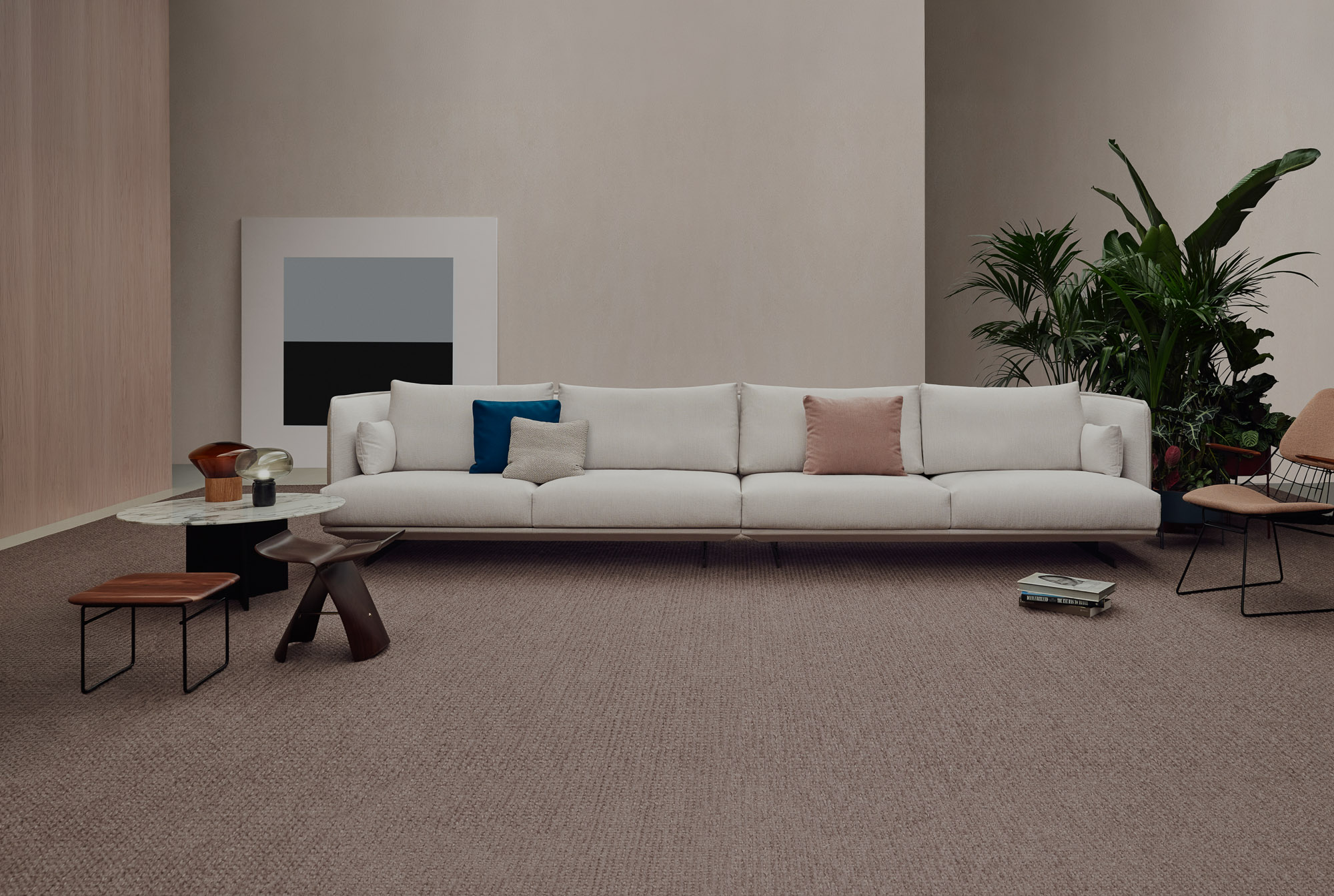 Serene sofa, elevated base, by Mario Ruiz for Joquer