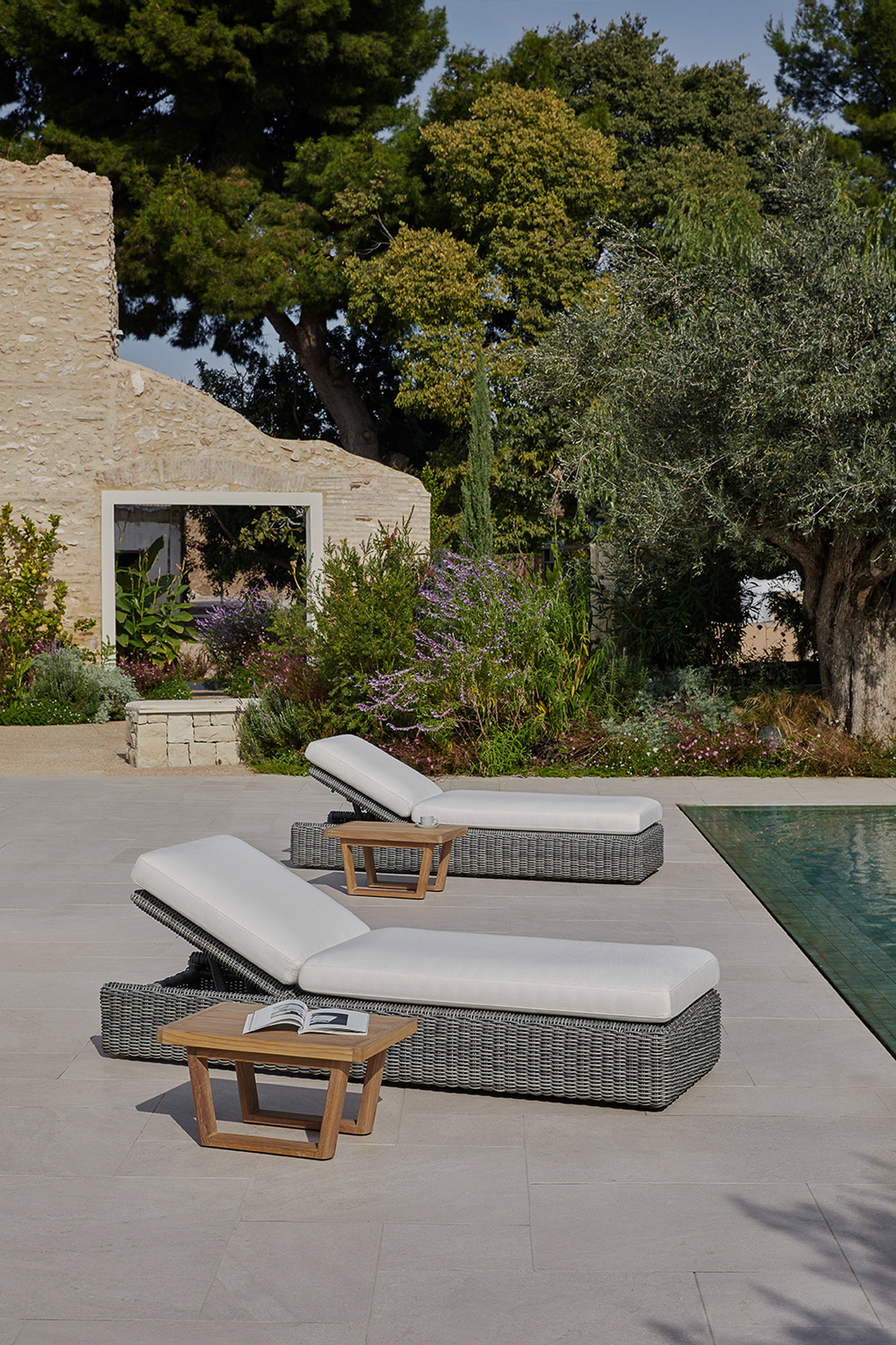 Heritage Outdoor Collection sunbeds pool chaises and pool tables designed by Mario Ruiz for POINT