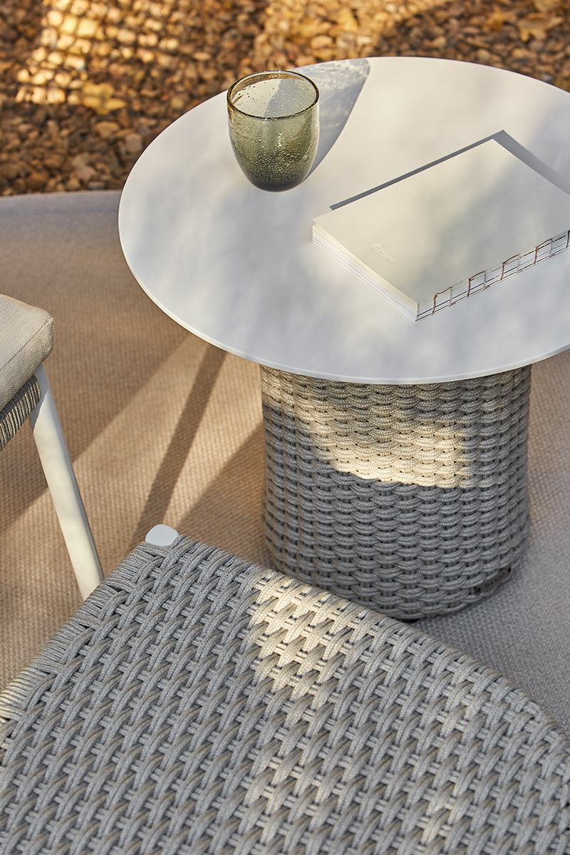 Tribeca Hospitality Collection side table and ottoman designed by Mario Ruiz for Danao